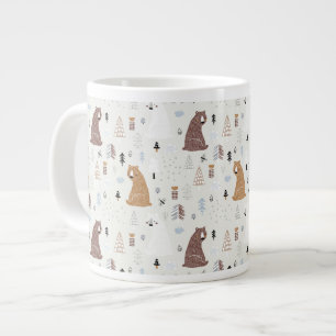 Cute Bears in the Woods Pattern Giant Coffee Mug