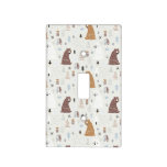 Cute Bears in the Woods Pattern Light Switch Cover