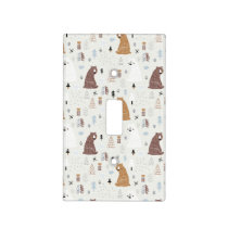 Cute Bears in the Woods Pattern Light Switch Cover