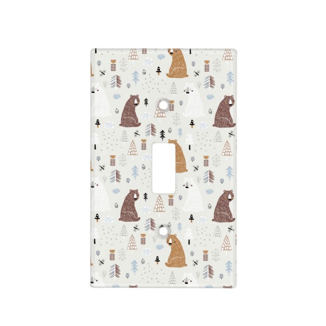 Cute Bears in the Woods Pattern Light Switch Cover (Front)