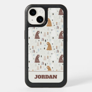 Cute Bears in the Woods Pattern OtterBox iPhone 14 Case