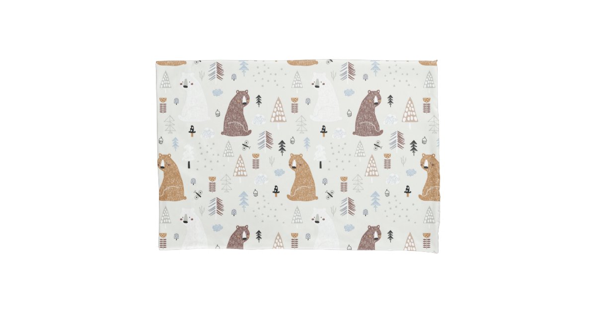 Cute Bears in the Woods Pattern Pillow Case | Zazzle