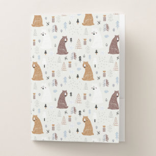 Cute Bears in the Woods Pattern Pocket Folder