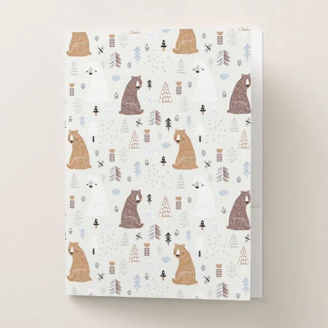 Cute Bears in the Woods Pattern Pocket Folder | Zazzle
