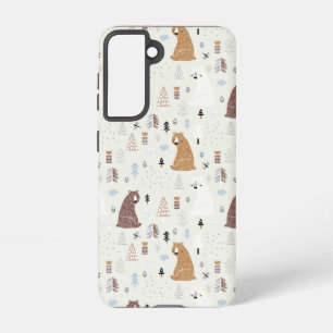 Cute Bears in the Woods Pattern Samsung Galaxy S21 Case