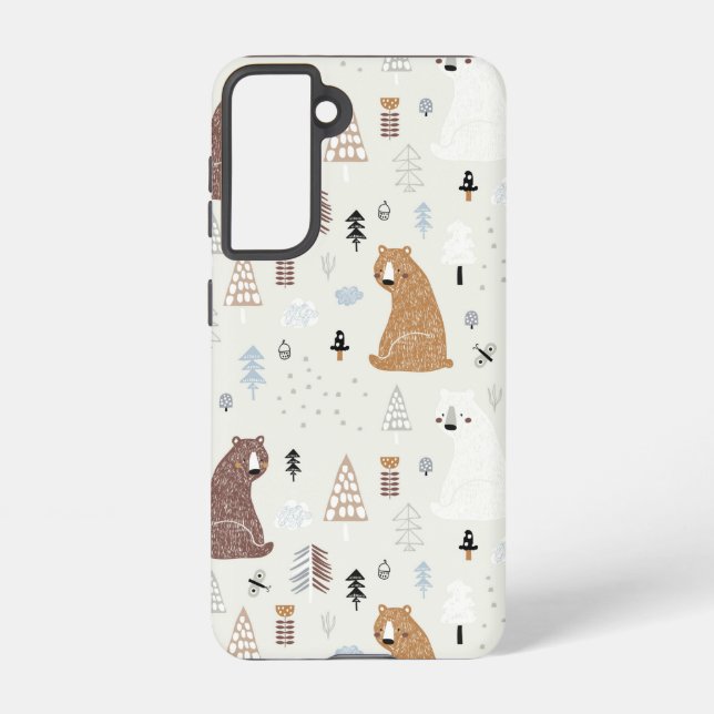 Cute Bears in the Woods Pattern Samsung Galaxy Case (Back)