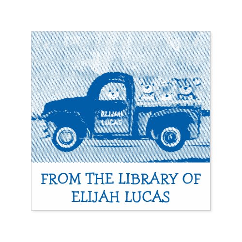 Cute Bears in Truck From The Library Children Book Self_inking Stamp