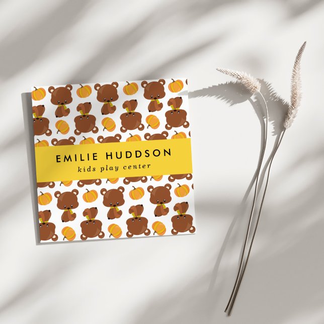 Cute Bears, Kids Play Center, Activity Center Square Business Card (Creator Uploaded)