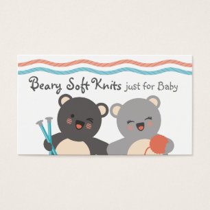 Cute bears knitting needles yarn gift tag card