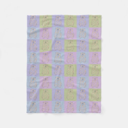 Cute Bears on Colorful Backgrounds with Cream Dots Fleece Blanket