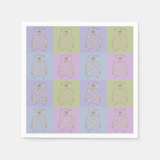 Cute Bears on Colorful Backgrounds with Cream Dots Napkins