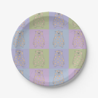 Cute Bears on Colorful Backgrounds with Cream Dots Paper Plates