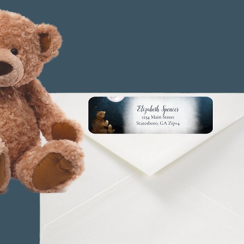 Cute Bears Over The Moon Return Address Label