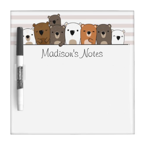 Cute Bears Personalized Dry Erase Board