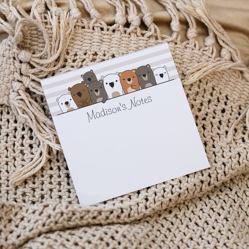 Cute Bears Personalized Post_it Notes