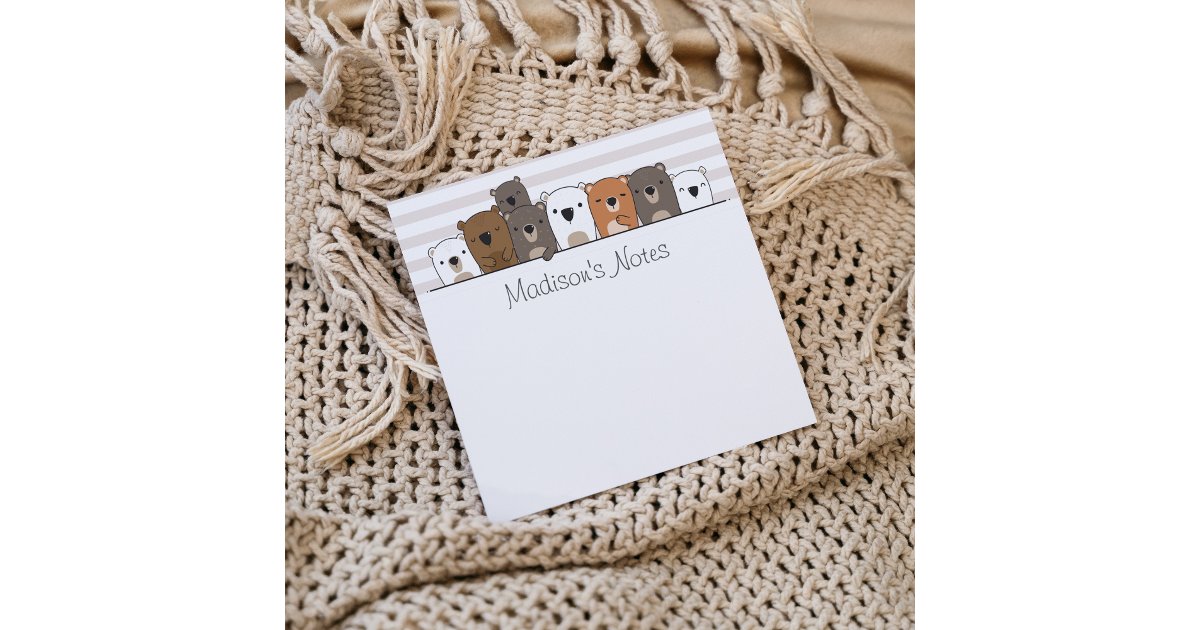 Cute Bears Personalized Post-it Notes | Zazzle