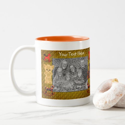 Cute Bears Rocking Horses Personalized Photo  Two_Tone Coffee Mug
