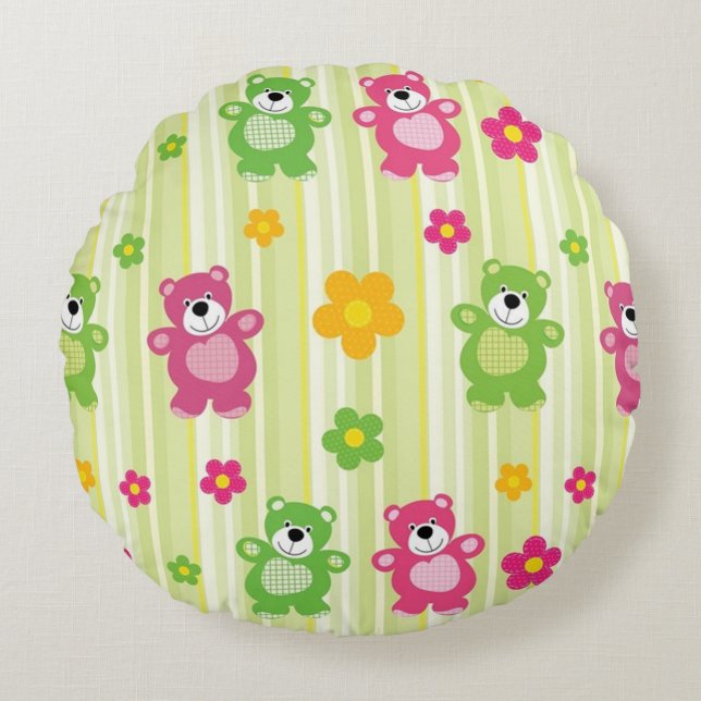 Cute Bears Round Pillow (Front)