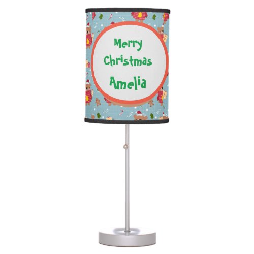 Cute  Bears Seamless Pattern Merry Christmas  Table Lamp