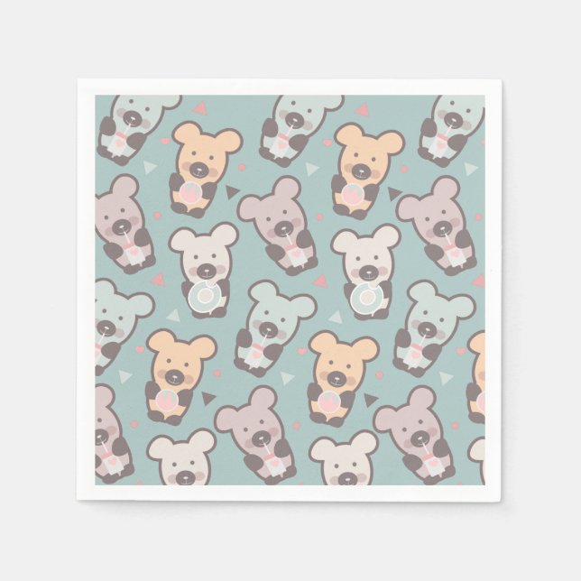 Cute Bears Sweets Snacks Confetti    Napkins (Front)