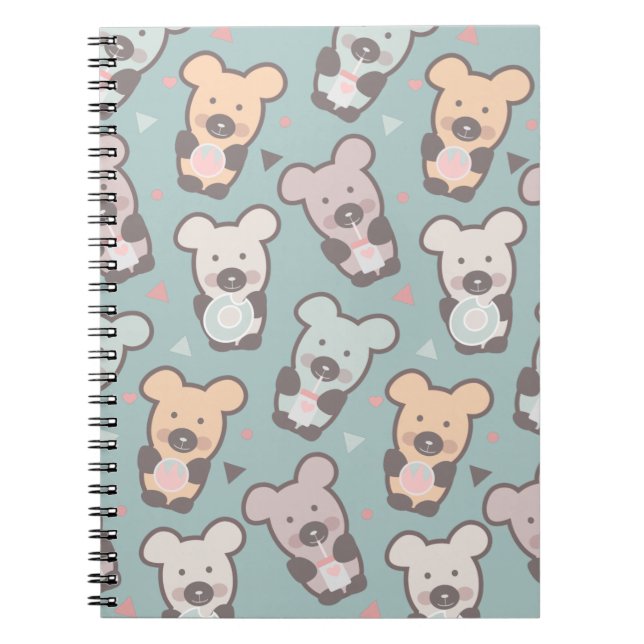 Cute Bears Sweets Snacks Confetti  Notebook (Front)