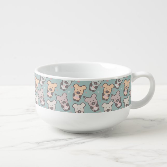 Cute Bears Sweets Snacks Confetti  Soup Mug (Left)