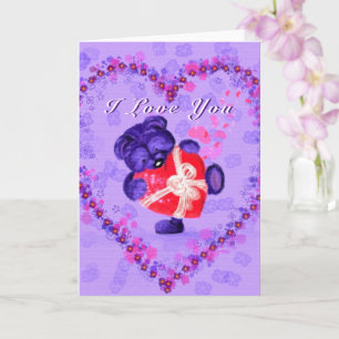 Cute Beart with Gift Valentine's Day Card