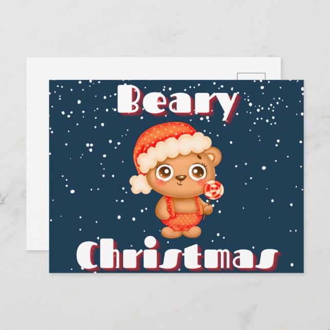 Cute Beary Christmas Postcard (Front/Back)