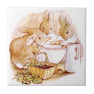 Cute Beatrix Potter, Bunnies, Custom Ceramic Tile
