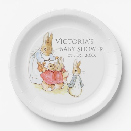 Cute Beatrix Potter Bunny Rabbit Baby Shower Paper Plates