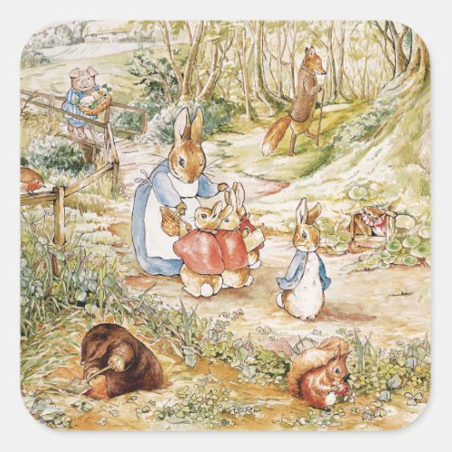 Cute Beatrix Potter Peter and Friends  Square Sticker