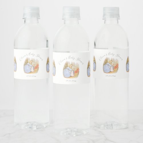Cute Beatrix Potter Rabbit Baby Shower Water Bottle Label
