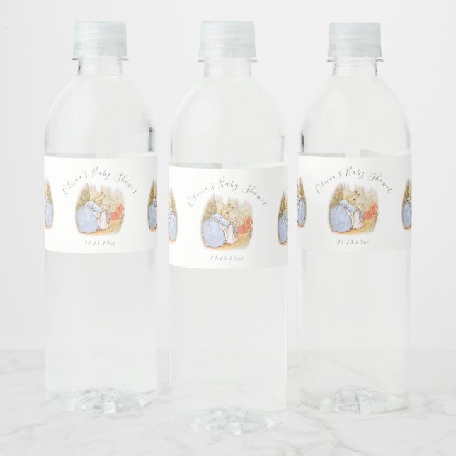 Cute Beatrix Potter Rabbit Baby Shower Water Bottle Label (Bottles)