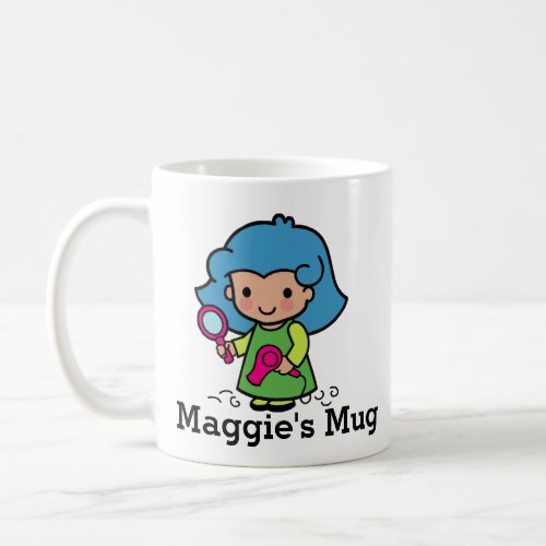 Cute BeauticianHair Stylist with blow dryer Coffee Mug