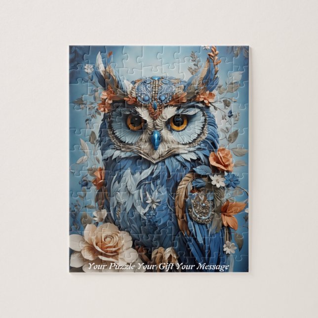 Cute Beautiful Boho Owl Jigsaw Puzzle (Vertical)