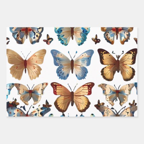 Cute Beautiful Butterflies  Wrapping Paper Sheets