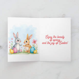 Cute Beautiful Easter Bunnies Modern Collection Holiday Card