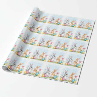 Cute Beautiful Easter Bunnies Modern Collection Wrapping Paper