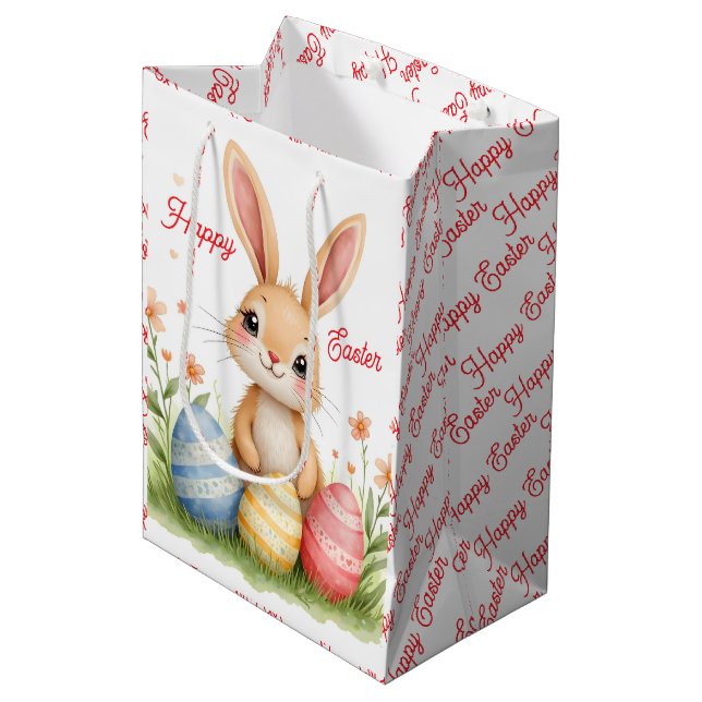 Cute Beautiful Easter Bunny Popular Collection Medium Gift Bag (Front Angled)