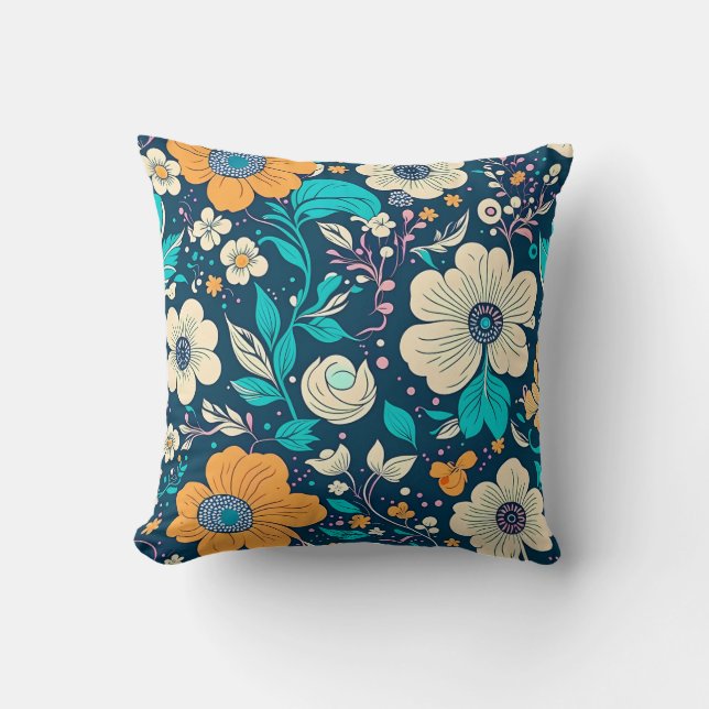 Cute Beautiful Floral And Seamless Pattern Throw Pillow (Front)