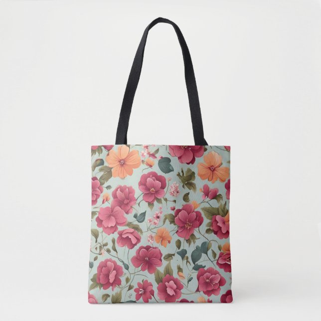 Cute Beautiful Floral Vector Art Seamless Pattern Tote Bag (Front)