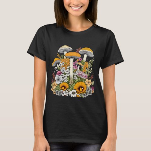 Cute Beautiful Flowers And Mushrooms T_Shirt