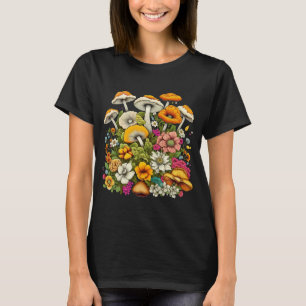 Cute Beautiful Flowers And Mushrooms T-Shirt