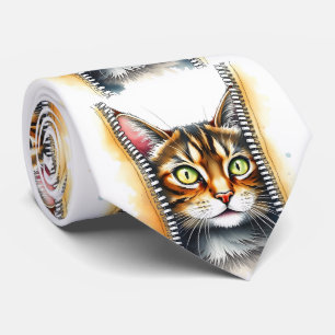 Cute Beautiful Popular Watercolor Cat Collection Neck Tie