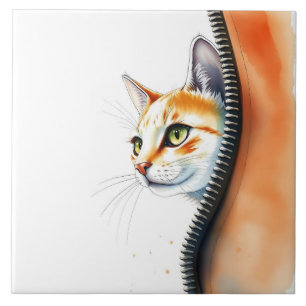 Cute Beautiful Trendy Watercolor Cat Collection Ceramic Tile