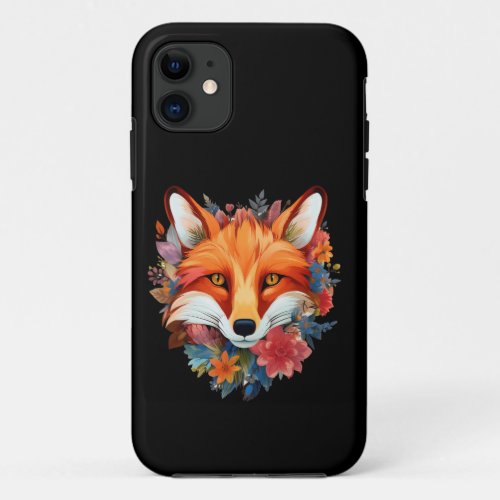 Cute Beautiful Watercolor Fox Flower iPhone 11 Case