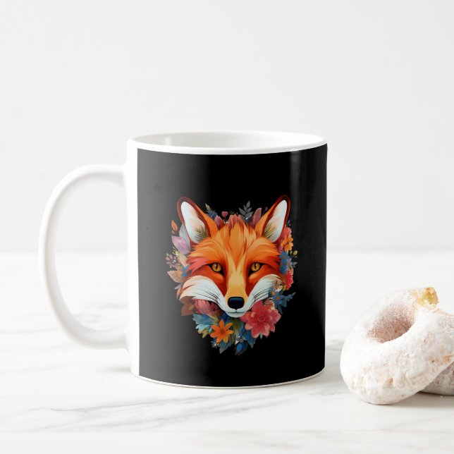 Cute Beautiful Watercolor Fox Flower Coffee Mug (With Donut)