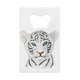 Cute Beautiful White Tiger With Blue Eyes Credit Card Bottle Opener