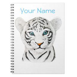 Cute Beautiful White Tiger With Blue Eyes Notebook