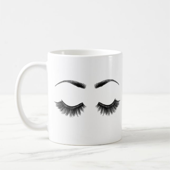 Cute Beauty Make Up Eyelashes and Eyebrows Mug (Left)
